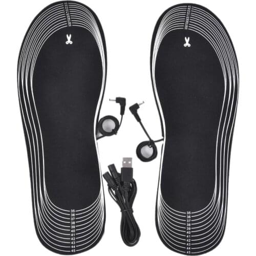 1 Pair USB Heated Insoles Foot Warming Pad Feet Warmer Sock Pads Winter Outdoor Sports Skiing Fishing Heating Shoe Insoles