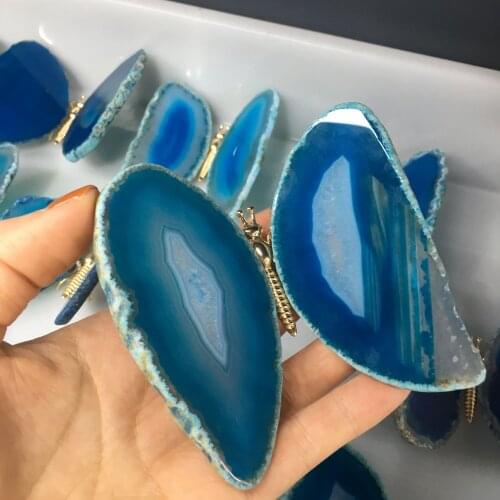 1PCS Large-sized Natural blue Agate Slice Butterfly Stones Quartz Home Decor Gift large-sized