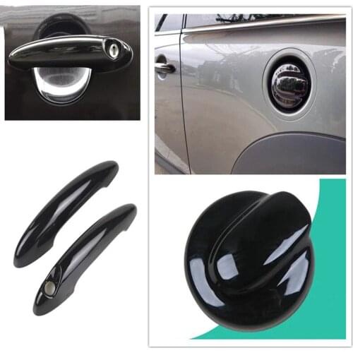 2Pcs ABS Black Door Handle Cover For MINI Cooper S R55 R56 & 1pcs Black Fuel Tank Cap Cover For BMW Mini Gen 2 R56 For Coope