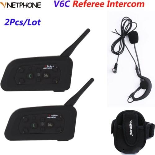 2Pcs/Lot Vnetphone Full Duplex 1200M Referee Intercom Hook Headset Wireless Intercom V6C BT Football Referee Interphone