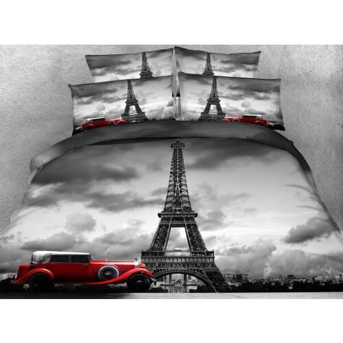 3pcs adult bedding set pink paris duvet cover single size sheets queen super king size bed covers city bed linens home textiles