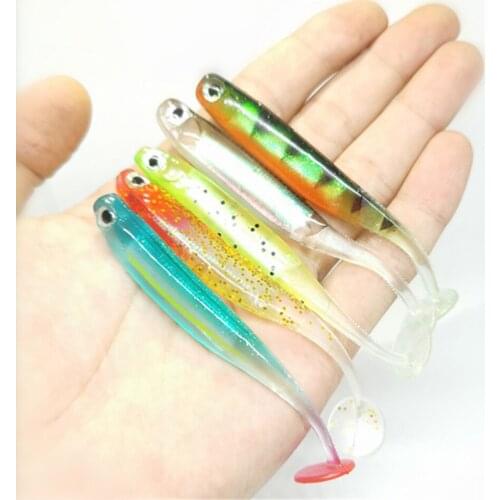 5pcs/ Fishing Soft T tail larva soft bait 9cm5g/7cm2g Artificial Silica gel 3D eyes crankbait wobbler jig Fishing tackle lure