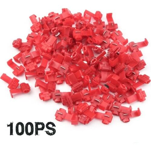 50Pcs Lock Wire Electrical Cable Connector Red Insulated Quick Splice Terminals Crimp For Car Electrical Crimp Cable Snap