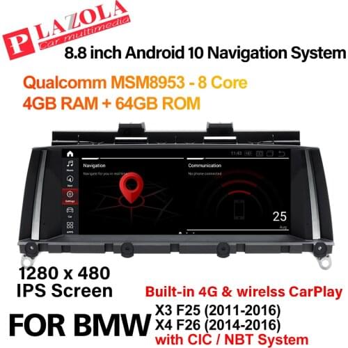 Android 10 Car Multimedia Player For BMW X5 F25 X6 F26 2011-2016 CIC NBT 8.8" IPS Screen Navigation GPS CarPlay BT Auto Radio