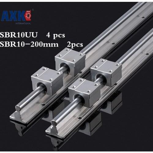 Axk 2pcs Sbr10 200mm And 4 Pcs Of Sbr10uu 10mm Linear Rail Cnc Parts Sbr10*200mm Linear Guide