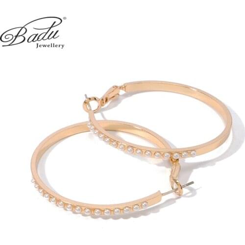 Badu Exaggerated Round Earrings Metal Transparent Zircon With Temperament Classic Sexy Girl Party Fashion Decoration Cool Gift