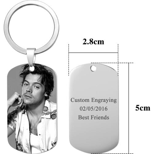 Custom Name Keychain Couples Boyfriend Girlfriend Keychain Photo Anniversary Gifts Engraved Picture Stainless Steel Keychain