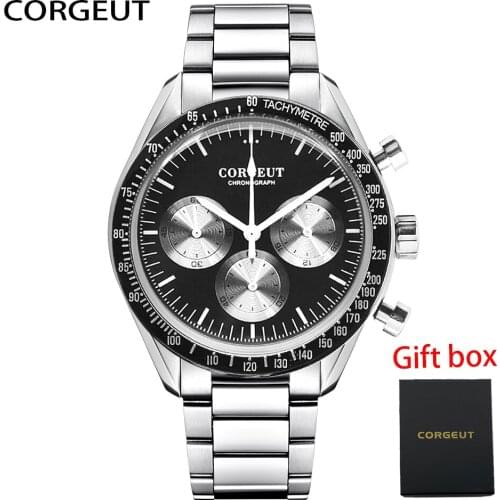 CORGEUT Men Fashion Sport Multifunction Quartz Clock Mens Watches Luxury 24 hours full chronograph Wrist watch Мужские часы New