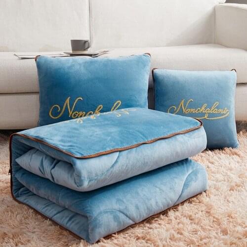 Sofa Nap Plush Throw Pillows Winter Dual Use Thicken Knee Pillow Quilt Crystal Velvet Air Conditioning Fluffy Blanket
