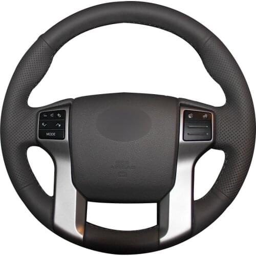 DIY Non-slip Durable Dark Gray Natural Leather Car Steering Wheel Cover For Toyota Land Cruiser Prado 2010 -2015 Tundra 2013 -20