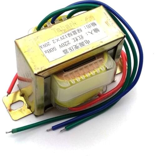 20W EI Ferrite Core Input 220V 50Hz Vertical Mount Electric Power Transformer Output Voltage Doubel 12V