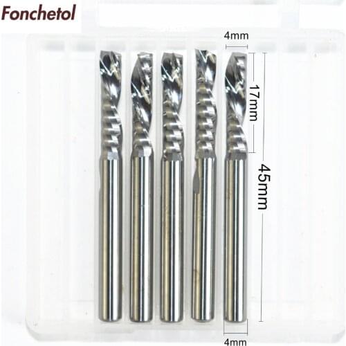 4mm*17mm-1 flute down cut milling cutter,woodworking router bit,cnc solid carbide tool,PVC,acrylic end mill,left spiral knife
