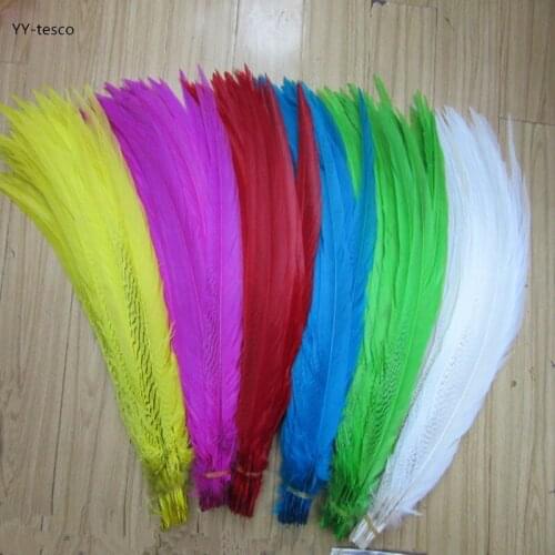 Hot Sale 100pcs 45-50CM Silver Pheasant Tail Feathers DIY Wedding Decorations lady amherst white silver chicken feather plume