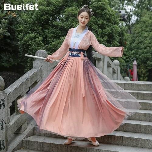Chinese Ancient Traditional Princess Hanfu Dress Retro Embroidery Fairy Dance Costumes Tang Dynasty Folk Hanfu Clothes Cosplay