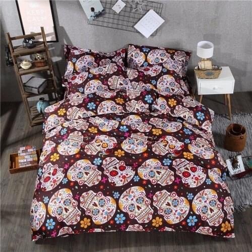 3D Skull Bedding Set Black And White Duvet Cover Queen Size 3/4pcsBedding Sets Duvet Cover Bed Linen Bed Sheet Pillowcase