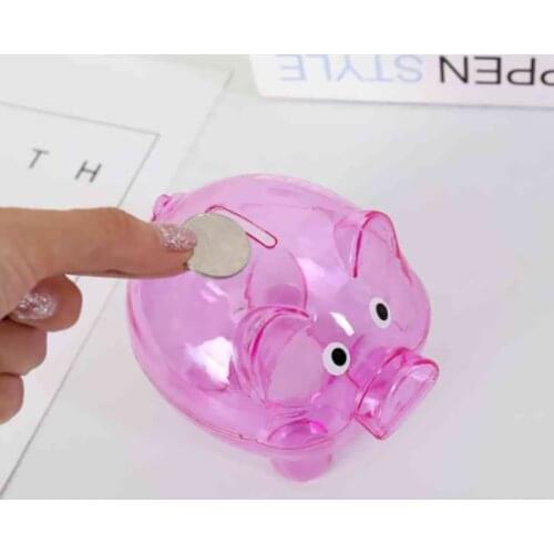 4 Colors Money Piggy Bank Box Cartoon Pig Shaped Toys Lightweight Transparent Candy Saving Portable Box Outdoor Part