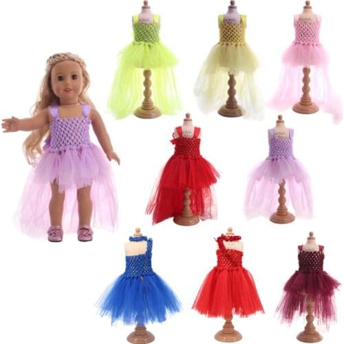 Summer Fluorescent Colorful Sling Veil Dress Fit 18 Inch American 43cm Baby Doll Clothes Accessories,Generation,Birthday GiftToy