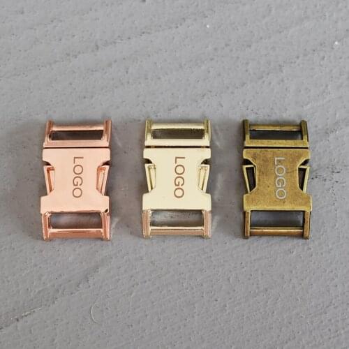 LOGO 50 Pcs 15mm Laser Engraving Metal Quick Side Release Buckles for Webbing Tactical Belt Safety Strong Hooks Clips DIY