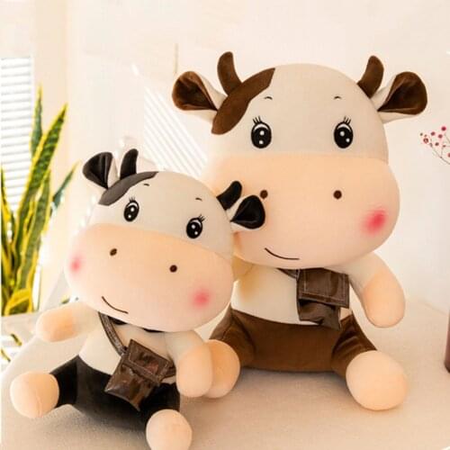 30/40cm Cute Cartoon Backpack Bull Doll Plush Stuffed Toy Sofa Home Decoration Children New Year Gift