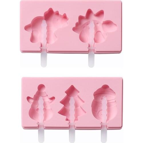 Ice Cream Silicone Mold with Lid Cartoon Fruit Dinosaur Popsicle Mold 3D Chocolate Sweet Mold Children Cute Ice Cream Maker