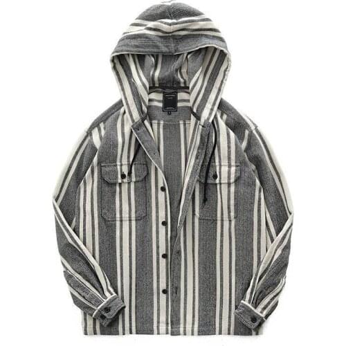Mens Hoodie Shirt Coat 2021 Sweaters Autumn Hooded Striped Japanese Style Single Breasted Hoodie Cardigan Loose Fashion Hoodies