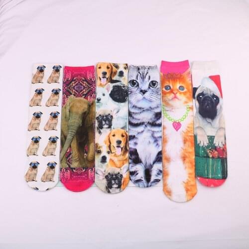 New Cute 3D Printing Women Long Socks damen Fashion Cat Female Funny Sock Art Socks Fun Socks