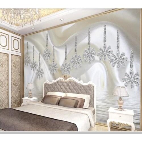 Papel de parede Diamond silk watermark luxury 3d jewelry flower wallpaper,living room bedroom wall papers home decor mural