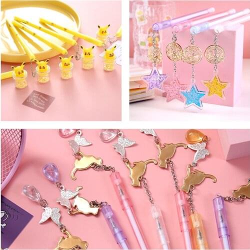 Pokemon Pikachu Pendant Gel Pen Cute 0.5 Mm Black Ink Signature Pen Office School Writing Learning School Supplies Gifts