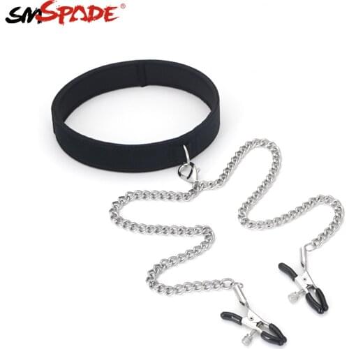 BDSM Bondage Restraint Fetish Slave Collar with Nipple Clamps Adult Erotic Sex Toys For Woman Couples Games Sex Products