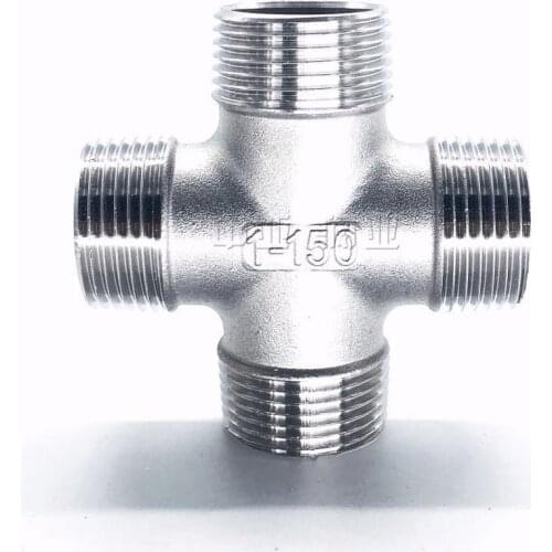 1/2" DN15 male BSPT Thread Pipe Fitting 4 Way Stainless Steel SS304 Cross Type Coupling Pipe Connector