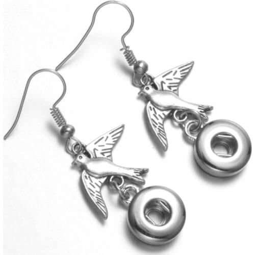 Birds Charms Earrings For Interchangeable 12mm Snap Button Snap Jewelry Drop Snap Earrings ES0244