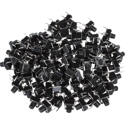 SODIAL(R) 100 Pcs 6x6x7mm Momentary Tactile Tact Push Button Switch 4 Pin DIP Through Hole