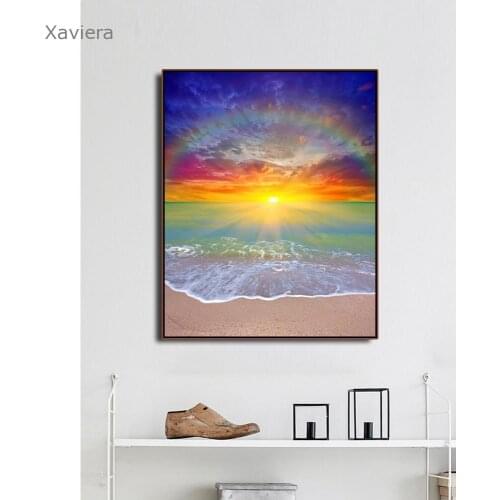 Modern Landscape Canvas Painting Rainbow Sunset Wall Art Poster Modular Picture Home Decor Living Room Bedroom Mural Frameless