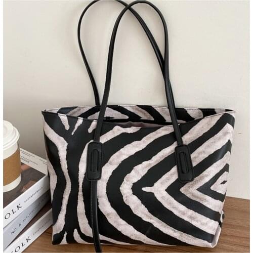 PU Leather Shoulder Bags For Women 2020 Zebra Stone Pattern Handbag New Fashion Large Capacity Casual Womens Bag Totes