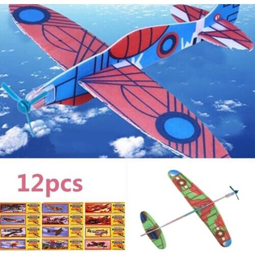 12Pcs Hand Throw Airplane Foam Launch fly Glider Planes Model Aircraft Outdoor Fun Toys for Children Party Game
