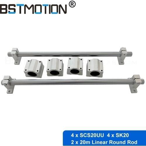 20mm linear round shaft rod Chrome Plated rail SCS20UU bearing block SK20 Shaft Support for CNC Machine parts