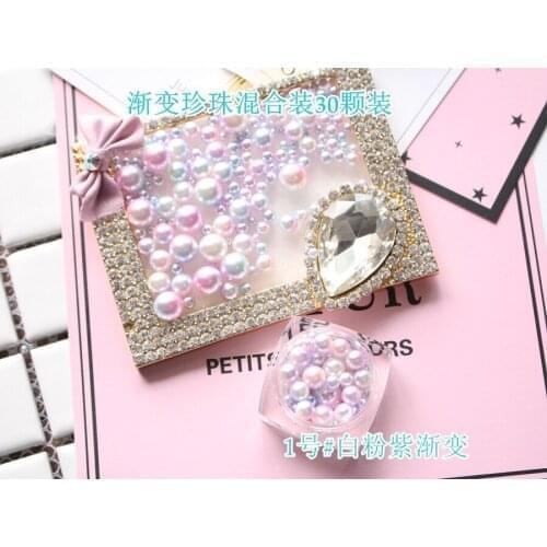 30pcs/jar Cute 3/4/5/6MM Mixed Plated Color Mermaid Ball Pearl Nail Decoration Pearl Nail Art Decoration