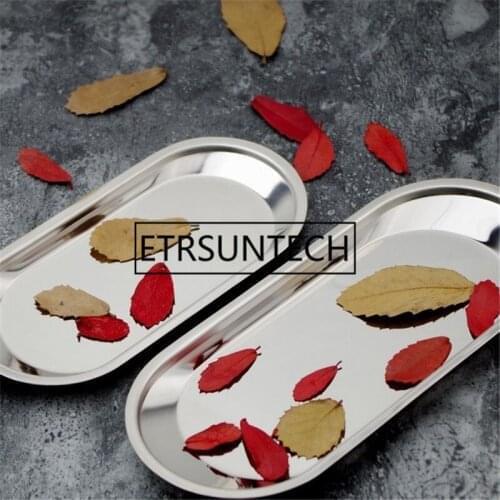 50pcs Stainless Steel Storage Tray Gold Silvery Oval Fruit Plate Jewelry Display Small Items Storage Supplies
