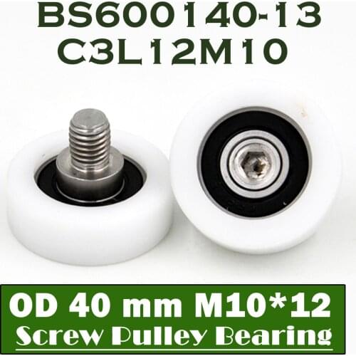 6001 2RS Screw Pulley Bearing OD 40 mm M10*12 ( 2 PCS ) Doors and Windows Roller Mute Wheel POM 6001 RS Plastic Covered Bearings