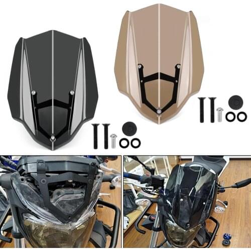 Artudatech ABS Motorcycle Windshield WindScreen With Bracket For Yamaha MT-03 2017 Wind Screen with Mount Holder Motorcycle Part