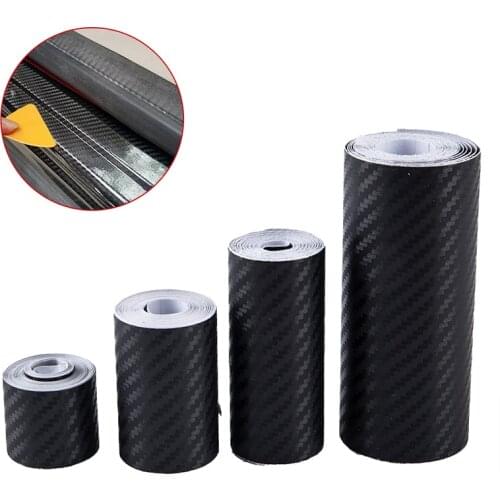 Carbon Carbon Fiber Car Sticker DIY Paste Protector Strip Door Sill Side Mirror Anti Scratch Tape Waterproof Protection Film 3D