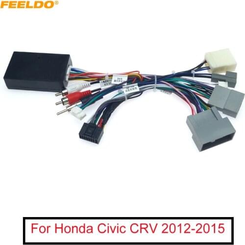 FEELDO Car Audio Radio CD Player 16PIN Android Power Calbe Adapter With Canbus Box For Honda Civic CRV Media Wiring Harness