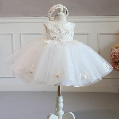 White lace Summer Girls Dress Elegant Princess Party Dress Wedding Gown Kids Dresses for Girls baby infant Party Vestido Wear