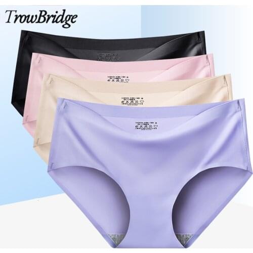 TrowBridge Seamless Sexy Underwear Women Sports Panties Silk Satin Lingerie Skin-Friendly Briefs Female Underpants Comfort Panty