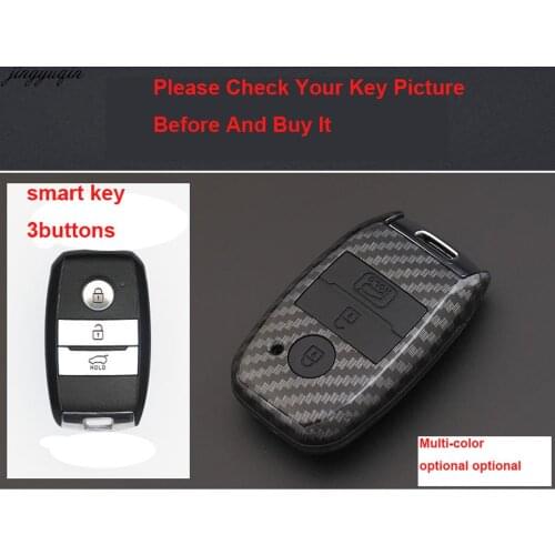 Jingyuqin 3B Carbon Fiber Key Case Cover For Kia Ceed K3 K4 K5 Sportage R QL KX5 Sorento KX3 KS3 RIO Cerato optima Frote soul