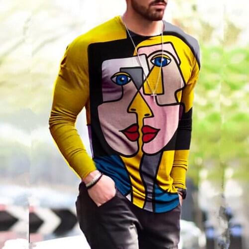 Mens Oversized Vintage Long Sleeve Anime T Shirts Autumn New Fashion Men Manga Print O Collared Graphic Tee Camisetas De Mujer