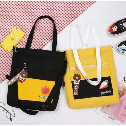 Women shopping bags shoulder canvas bag shopper bags given handbag kawaii bags for teacher ladies girls hand bags black bags