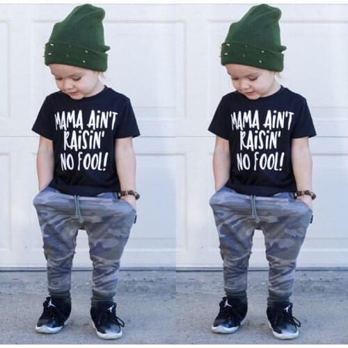 Pudcoco Boy Set 1Y-6Y US Toddler Kids Baby Boys Clothes Tops +Camouflage Pants Tracksuit Outfit Summer