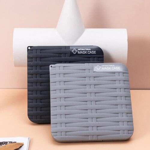 Mask Storage Box Woven Japanese-style Portable Disposable Mask Temporary Storage Folder 13*13*1.5cm