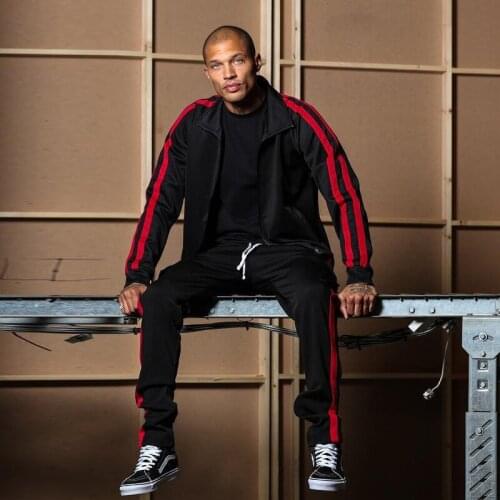 Hip Hop Striped Printed Mens Tracksuits Fashion Stand Collar Zipper Jacket And Pocket Cargo Pants Suits Men Two Piece Set Casual